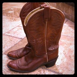 Genuine leather vintage cowgirl boots brown